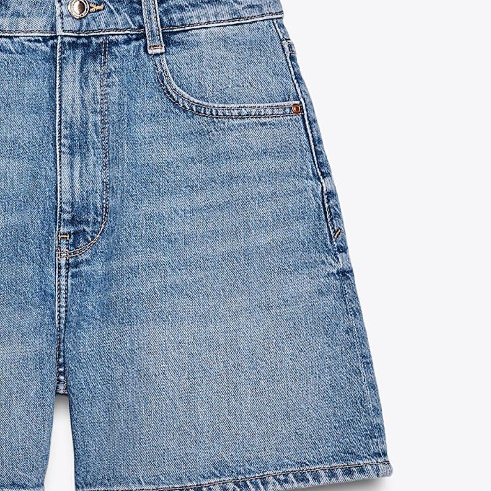 Z1975 Zara Women's Mom High Rise Denim Jean Shorts Light Wash EUR 34 - Picture 12 of 13